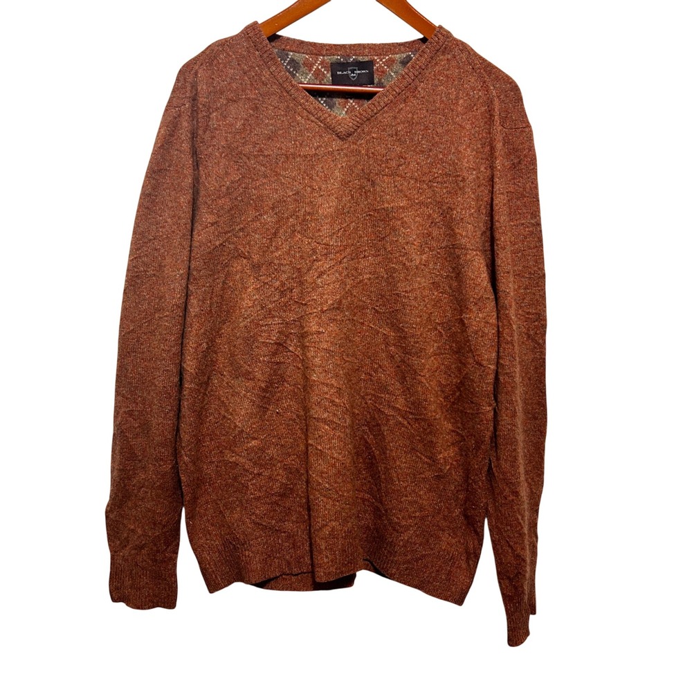Black Brown 1826 Men M Merino Wool Sweater Rust Brown Lightweight‎ Pullover